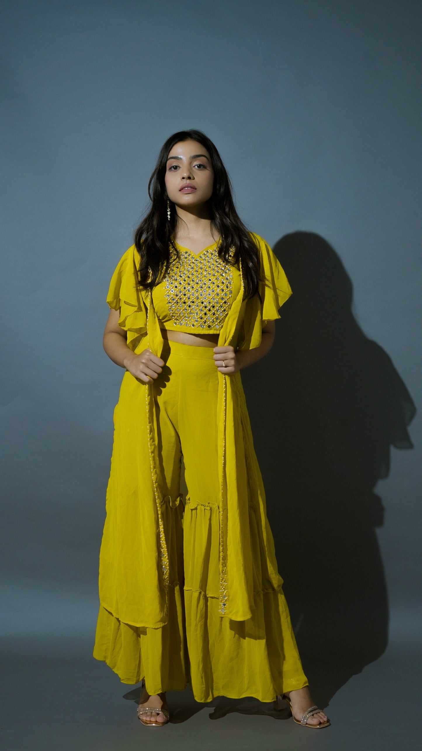 Mustard Sharara Set