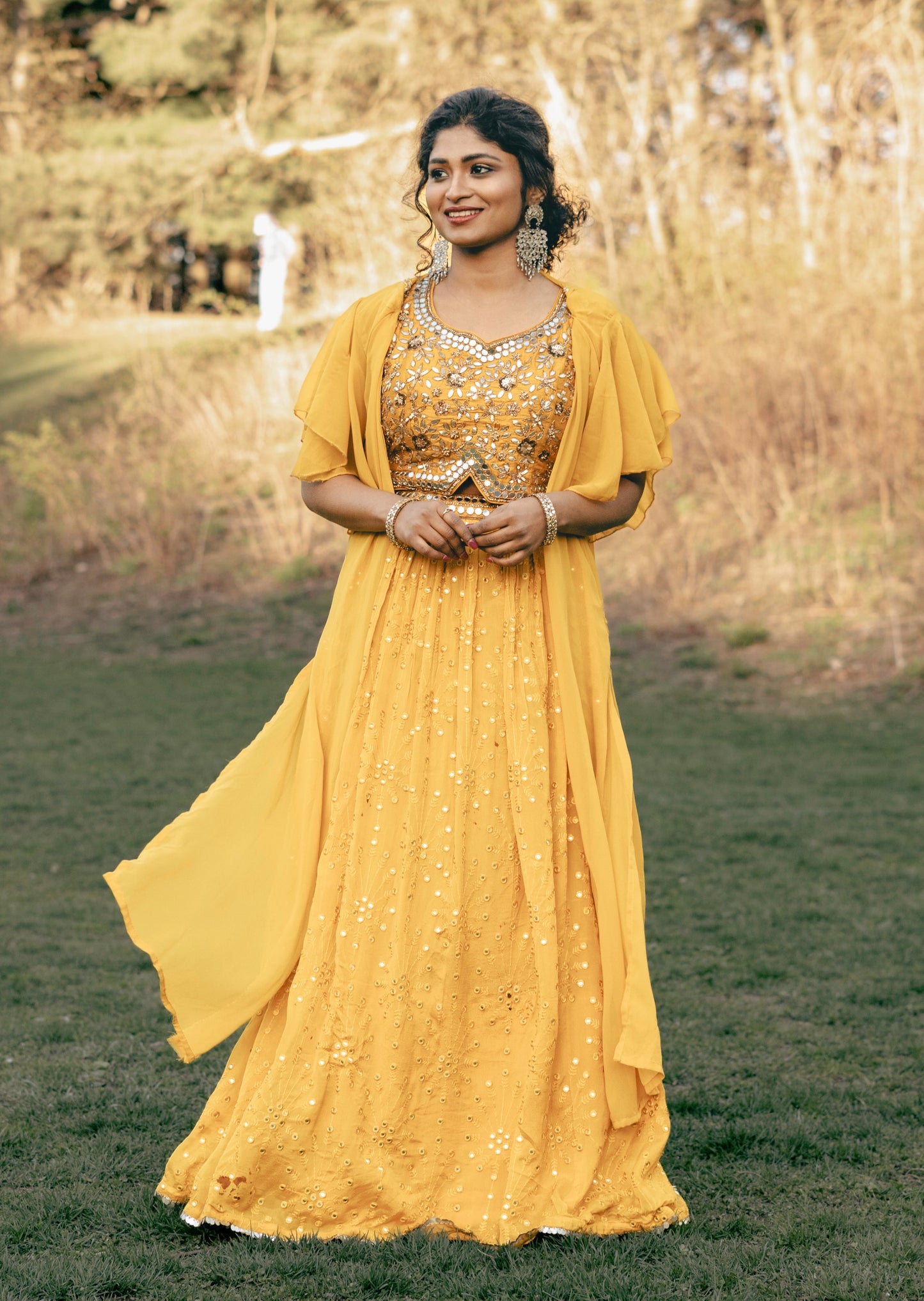 Yellow Mirror Embroided Skirt