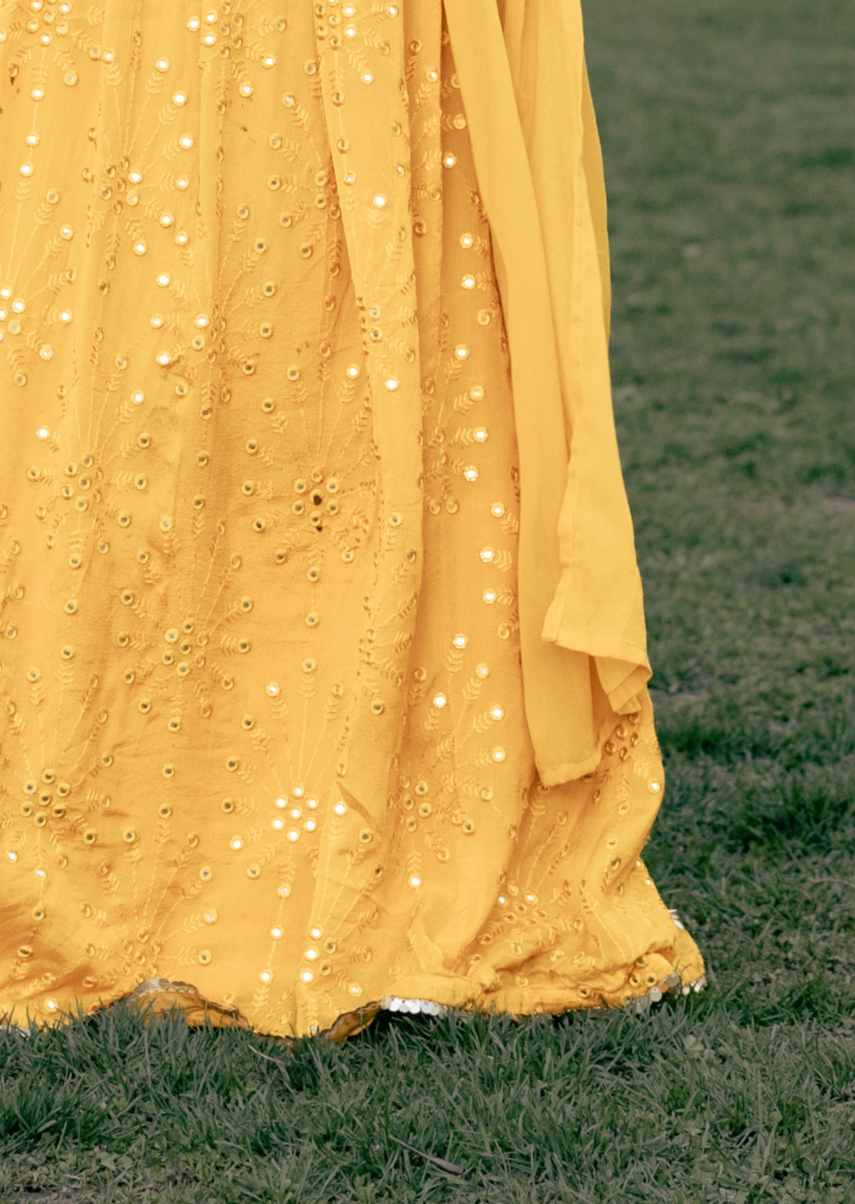 Yellow Mirror Embroided Skirt