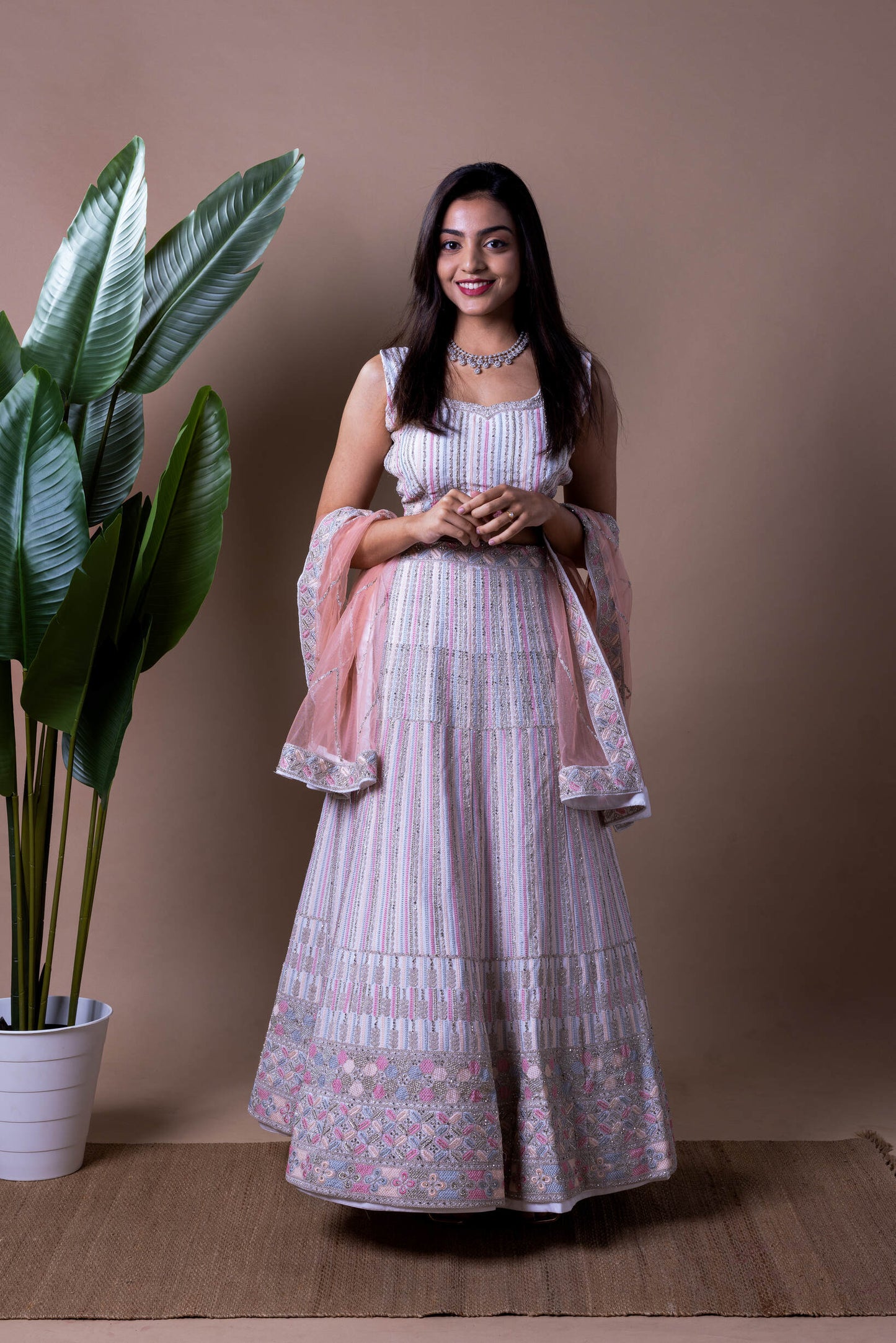 White Pastel Lehenga Skirt