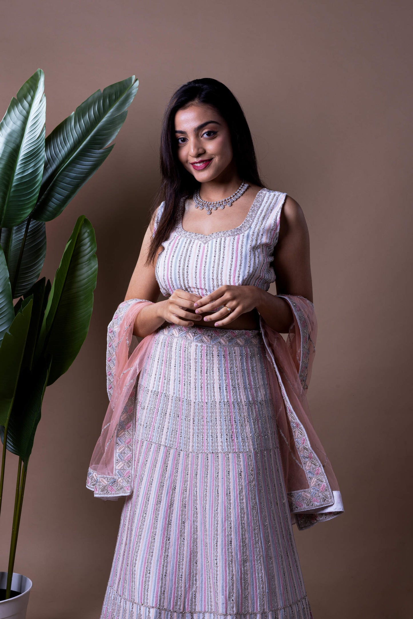 White Pastel Lehenga Skirt