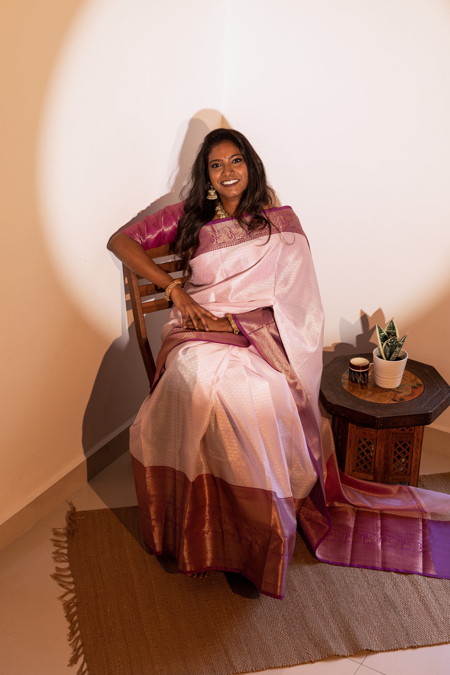 Purple Pink Muslin Pattu