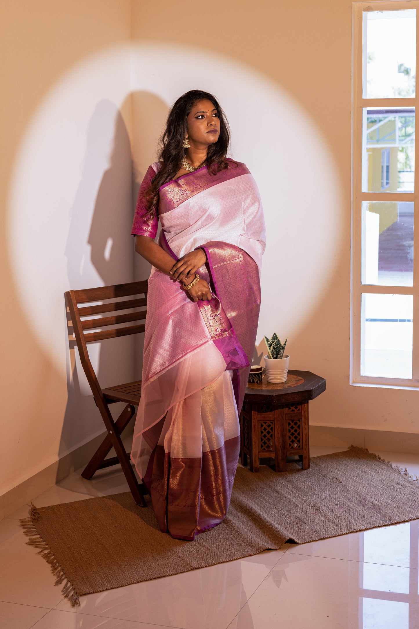 Purple Pink Muslin Pattu