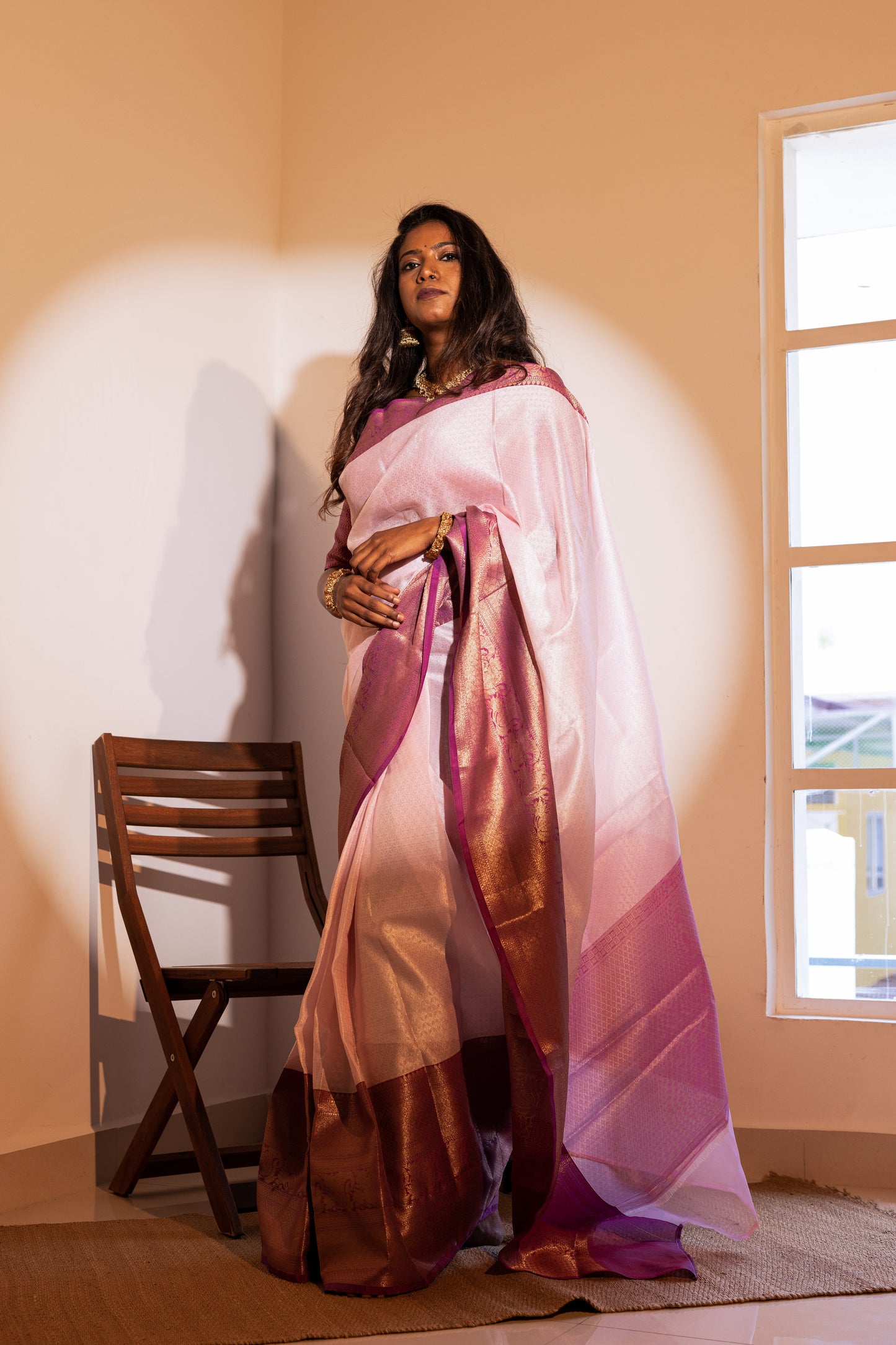 Purple Pink Muslin Pattu