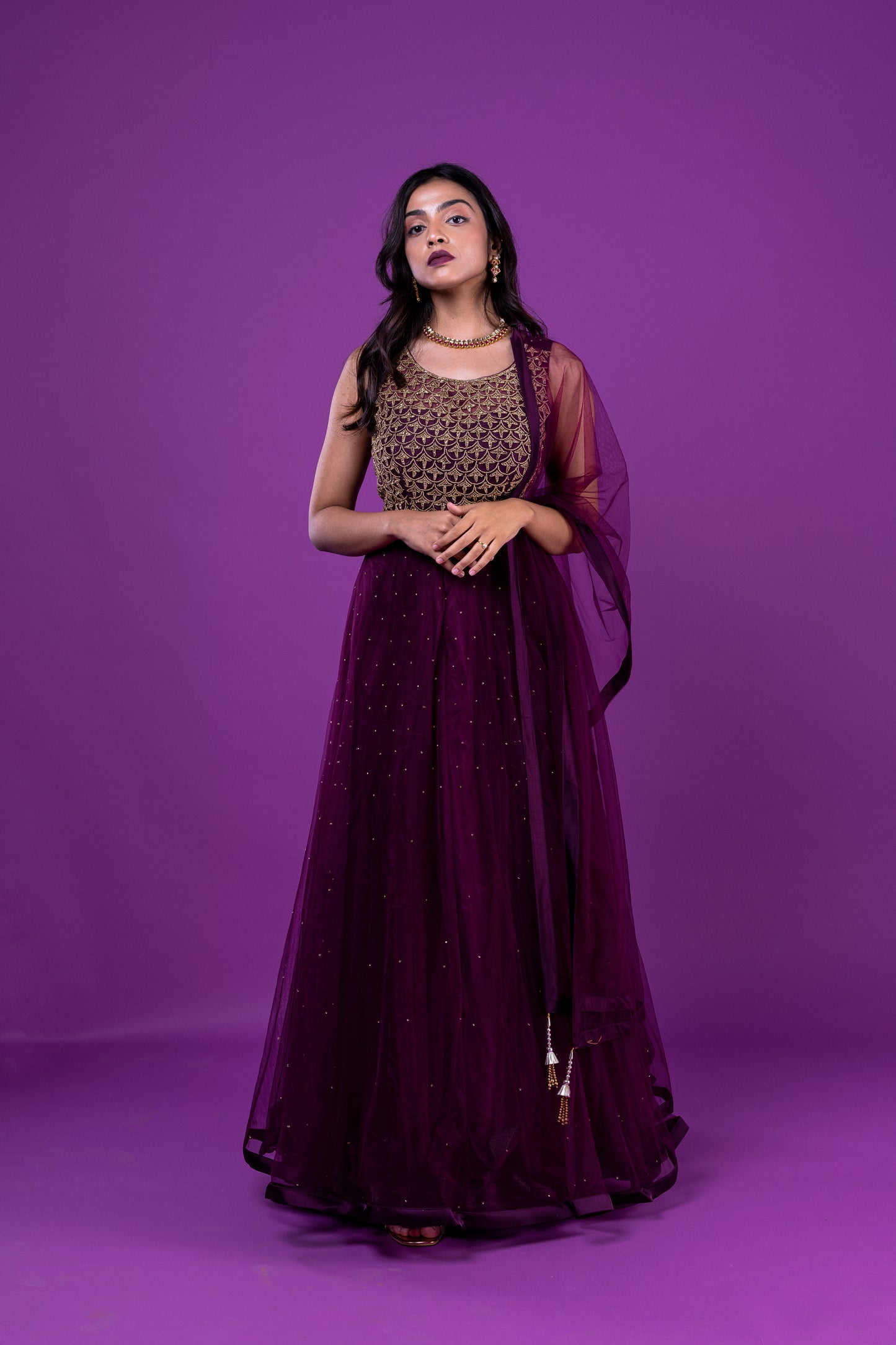 Plum Gold Embroided Blouse