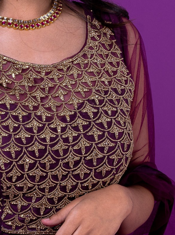 Plum Gold Embroided Blouse